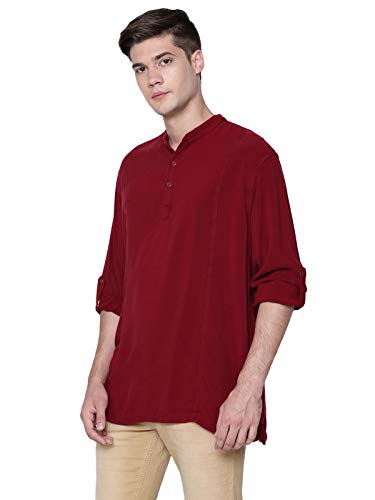 Image of Identiti Men Solid Slim Fit 100% Viscose Casual Shirt /Kurta for Men