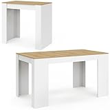 IDMarket - Table Console Extensible Orlando 6 Personnes 140 cm Bois Blanc et façon hêtre