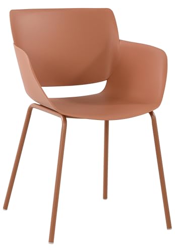 CLP Stuhl Alpena I Outdoorstuhl absolut wetterfest und UV-beständig I Stuhlgestell aus pulverbeschichtetem Stahl I Sessel für draußen, Farbe:Terracotta