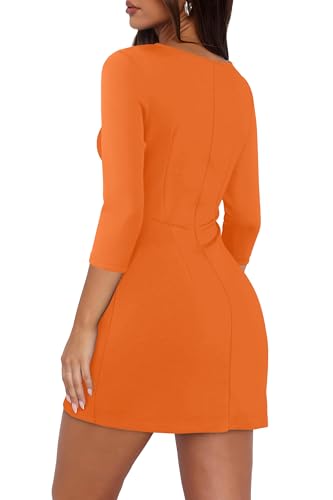 Image of RUMIA Womens Fall Dress Crew Neck 3 /4 Sleeve Bodycon Party Club Mini Dresses