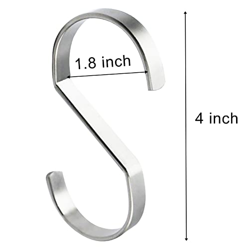 Metluck 16-Pack 4 Inch Flat S Shape Hooks Heavy-Duty Chrome Finish Hanging S Hooks For Kitchenware, Pots, Utensils, Plants, Towels, Gardening Tools, Clothes (Silver) #TOP1