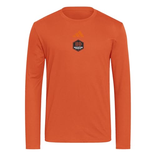 adidas Men's MLS Long Sleeve Blend T-Shirt, Collegiate Orange/Houston Dynamo, XX-Large