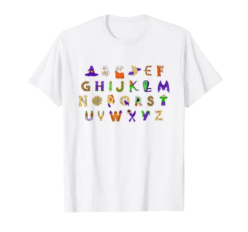 Lindo monstruo alfabeto Halloween maestro Camiseta