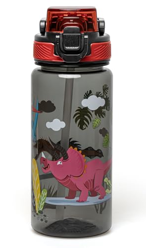 ANGVOOL Kids Water Bottles with Straw, 600ml Drinks Bottle f