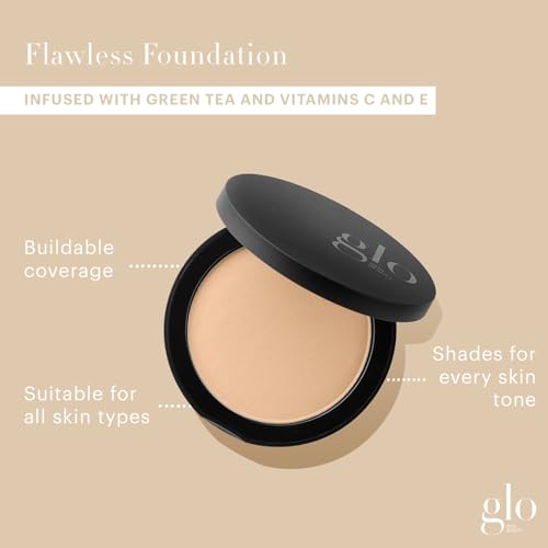 Glo Skin Beauty Pressed Base Powder Foundation Makeup (Golden Dark) - Flawless Coverage for a Radiant Natural, Second-Skin Finish