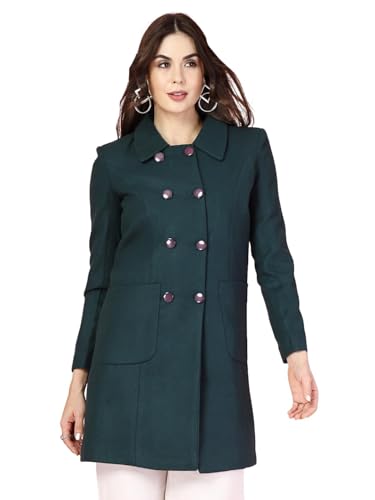 Image of CHKOKKO Women Classic Long Winter Coat Double Breasted | Knee Length Design with a Sophisticated Spread Collar and Convenient Front Pockets for All Occasions