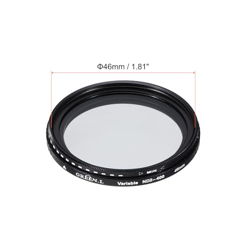 QUARKZMAN Filtr obiektywu ND2-400 Filtr obiektywu o neutralnej gęstości o zmiennej gęstości 46 mm okrągły filtr ND szary rozmiar do obiektywu fotograficznego
