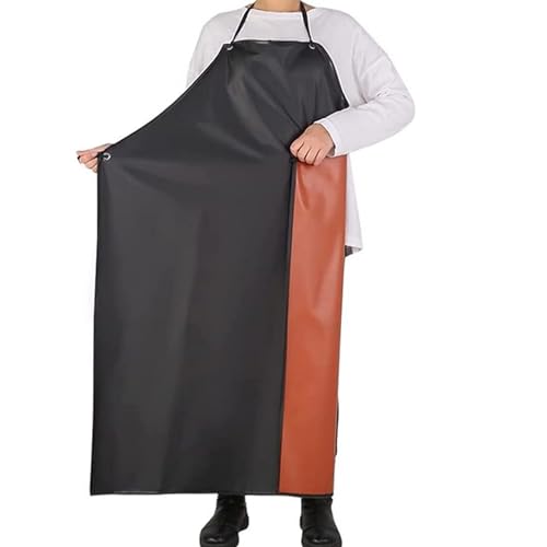 avy Duty 43"x31" Durable Waterproof Rubber Vinyl Apron for Men & Women, Gardening & Lab Apron with Adjustable Neck, Plus Size Black Smock for Dishwashing, Butcher Work, Dog Grooming