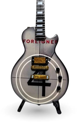 Guitare miniature Foreigner 4 en bois 25cm The Mini Axe avec son support de collection