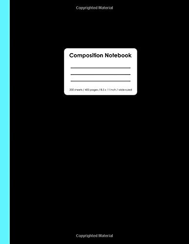 Composition Notebook: Black & Blue 400 Page Notebook, Comp Book, 8.5x11 inch, 200 sheets / 400 pages, Lined, Wide Ruled paper, perfect bound, Matte Soft Cover
