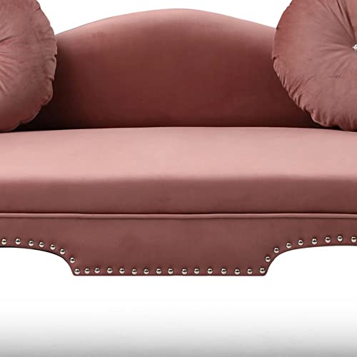 Holaki 54" Velvet Loveseat Sofa,Upholstered 2 Seater Couch Settee With 2 Round Pillows, Modern Love Seat With Nailhead Trim Roll Arm,Accent Bedside Entryway Window Bench For Living Room(Rose) #TOP5