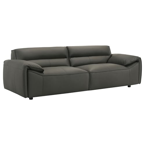 Coaster Home Furnishings - Buxton - Top Grain Leather - Upholstered Leather Sofa with Track Arms, Tight Back, Low-Profile Frame and Full Foam Seating - Living Room - Graphite - 509504
