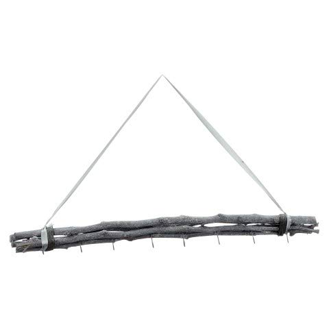 NaDeco Maulbeeren Bündel in 50/80cm, mit 5/8 Haken und Kordel Weidenbündel Weiden Bündel Zweig Deko Bündel Fensterdekoration Türhänger Fensterdeko Fensterhänger, Farbe:80cm grau | 8 Haken