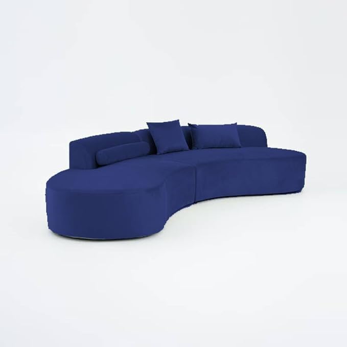 Image of Modern Classic L Shape Sectional Sofa Set, Chesterfield Style 4 Seater Sofa Set with Pillows for Living Room, Bedroom and Office, Office, and Hallway Colour (Blue)