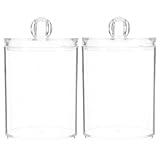 Tofficu 2個 透明アクリル製コッボール収納キャニスター 蓋付き 多機能バスルーム整理用 容器 綿棒やパッド収納に 家用必需品