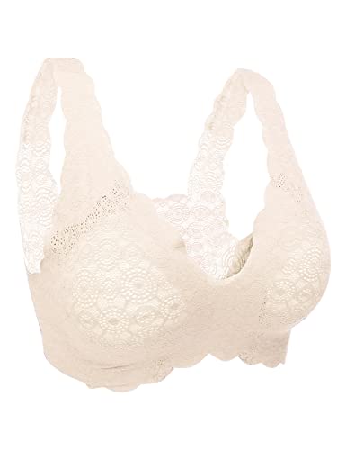 Orbescl Soutien Gorge sans Armatures en Dentelle Confortable Bra Femme sous-vêtements Amovibles Push up Soutien Gorge sans Boucle Bra Respirant et Haute élasticité Sommeil Brassière Cover