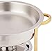 Winco Winware 4 Quart Round Stainless Steel Gold Accented Chafer, Silver