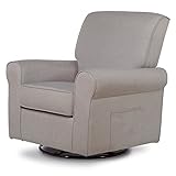 Evolur London Upholstered Plush Seating Glider Swivel, Ergonomically Designed for Nursery in Fossil, Tool-Free Assembly, Easy to Clean, Greenguard Gold Certified, Environmentally Conscious Glider