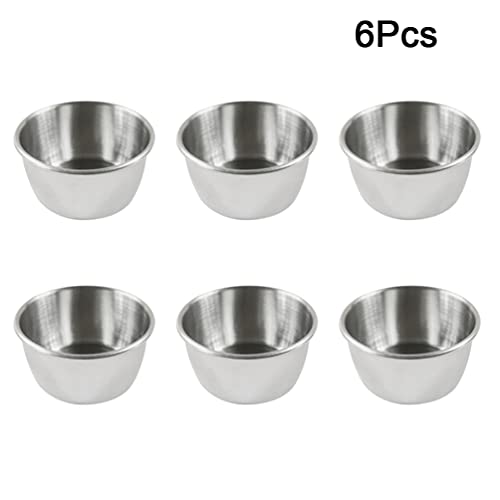 Angoily Copos de Molhos de Condimento de Aço Inoxidável: 6 Peças Mini Tigela de Imersão Ramekins Red