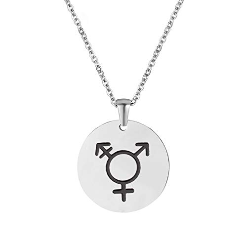 bobauna Transgender Necklace Male & Female Symbol Disc Pendant Necklace Transgender Gift