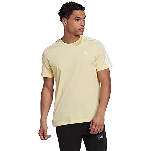 Image of Adidas Mens M 3S Sj T T-Shirt (Hl2250 2Xl, Almost Yellow /White, 2Xl)