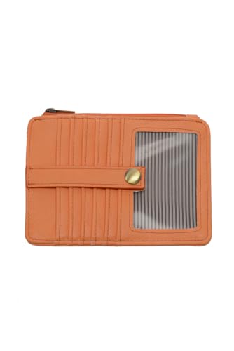 Image of Joy Susan Women's Mini Travel Wallet Card Holder Passport Case Vegan Leather Coral Peach