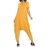 Pastel by Vivienne レディース ソリッド ハーレム ジャンプスーツ, マスタード, Large