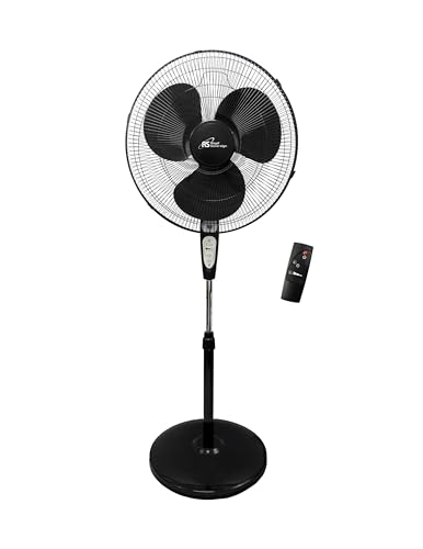 18” Digital Oscillating Pedestal Fan,Quiet and Efficient Powerful Cooling, 3 speed setting, Wide angle oscillation (90°),Included Remote Control, Black