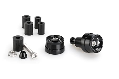 Puig 21016N Contrapesos Manillar Speed en aluminio mecanizado con diseño compacto y estilo racing para reducción de vibraciones, Negro