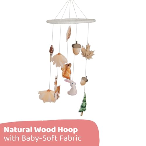Image of Haus and Kinder Whimsical Woodland Crib Mobile - Set of 1 | Handmade Forest Animal Nursery Decor with Wooden Frame, Soft Fabric Baby Mobile with Deer, Squirrel & Tree, Eco-Friendly, Height64cm