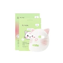 IUNIK Centella Kids Calming Sheet Mask Centella Asiatica & Vitamin B5 Cat-Shaped Vegan Sheet Mask for Gentle Soothing & Hydration, Korean Skincare for Sensitive & Dry Skin, 10 Sheets