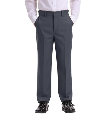 Image of Dreammonkey 4T-20Years Boys Flat Front Dress Pants Uniform Pants Adjustable Waistband for Toddler to Youth with Pockets