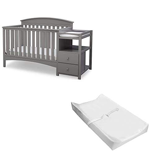Image of Delta Children Abby Convertible Crib 'N' Changer + Changing Pad and Cover [Bundle], Grey