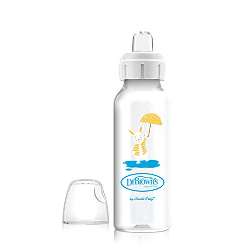 Dr. Brown’sR Milestones? Narrow Sippy Bottle, 100% Silicone Soft Sippy Spout, 8oz/250mL, Bunny, 6m+