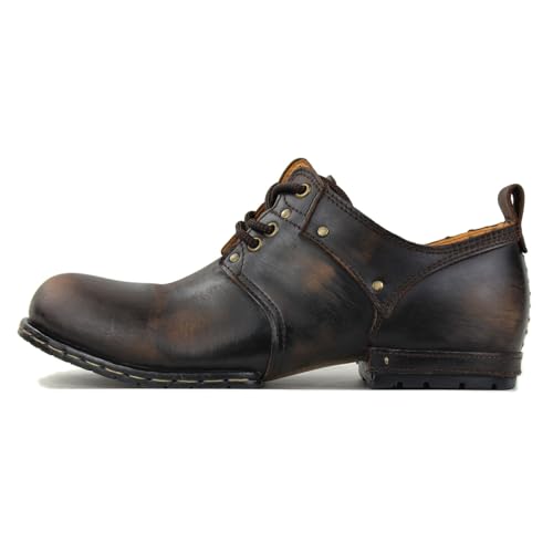 Image of Men's Retro Brushed Black Chukka Boots Lace-up Motorcycle Casual Leather Dress Ankle Boot for Men Fashion 6015-1-E-R