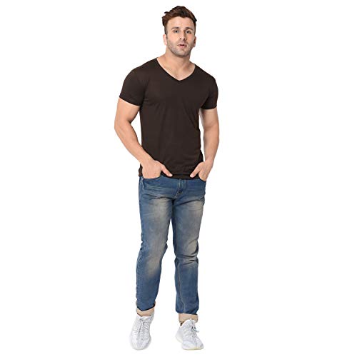 Image of Men's Cotton Blend Half Sleeve V Neck Tshirt