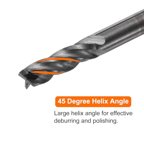 Image of HARFINGTON 5pcs Carbide Square Nose End Mill Bit 3 /32 inch Cut Dia 4 Flutes TiAlN Coated Milling Cutter for Hardened Steel Metal (3 /32 inch Shank 9 /32 inch Cut Length 1-1 /2 inch Long 45 Degree Helix)