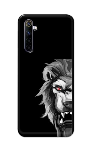Image of PRINTFIDAA Printed Hard Back Cover Case for Realme 6 Pro Back Cover (Angry Lion) -112
