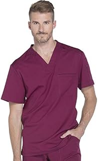 Dickies Dynamix Men's V-Neck Scrub Top, M, Wine