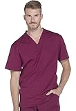 Dickies Dynamix Scrubs for Men, Athletic-Inspired V-Neck Chest Pocket Scrub Top with Four-Way Stretch and Moisture Wicking DK Wine