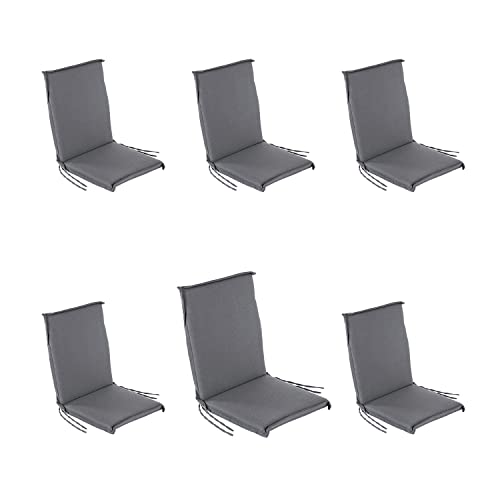 Edenjardi Pack 6 Cojines para sillón de jardín reclinable estándar Olefin Color Gris, Medidas 92x42x4 cm, No Pierde Color, Desenfundable, Funda de cojín con Relleno para sillas de terraza