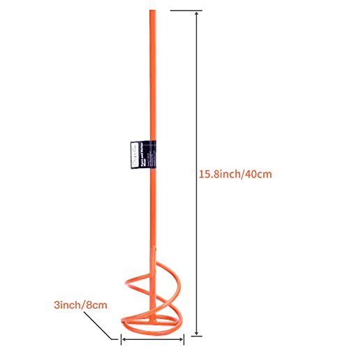 Image of Paint & Mortar Mixer, 16 inch L, 3 inch Dia (Orange#03) | Compound, Sealer, Grout, Thinset, Plaster, Mud, Cement, Stirring Paddle, Professional Paint Mixer Attachment