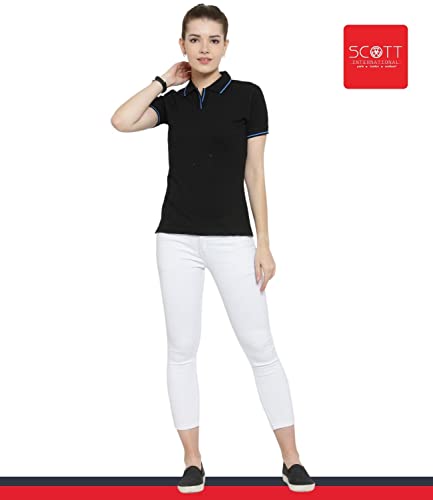 Image of Scott International Women's Regular Fit 100% Pure Organic Cotton Polo T-Shirt | Womens Polo Collar Neck T-Shirt | Cotton Plain Polo Neck Half Sleeve T-Shirt | Tshirts for Women