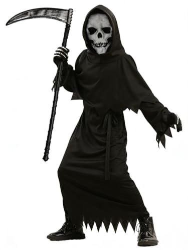 Disfraz de Grim Reaper para niños con máscara y guantes miniatura 2