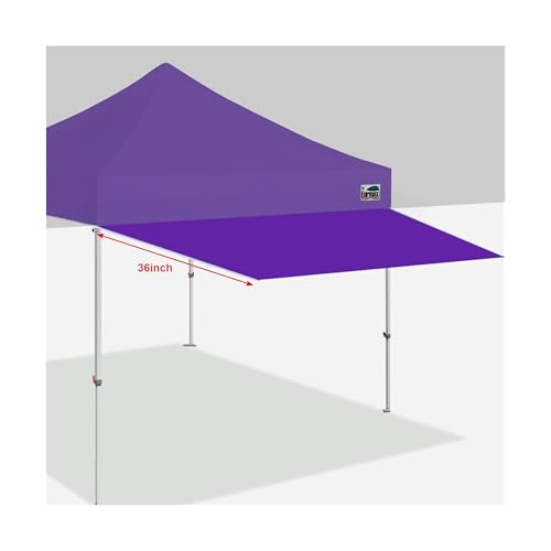 Eurmax USA 10ft Pop Up Canopy Awning 120x36Extended Sunshade Tarp with 30 SqFt Extra Shade Commercial Grade Removable Replacement Tent Awning Purple