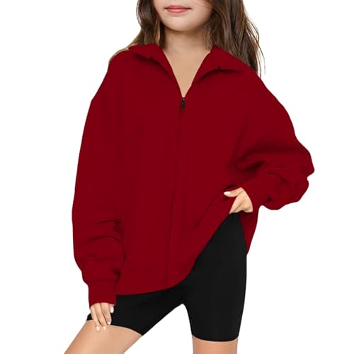 Boys Girls Fleece Windbreaker Zip-Up Jacket Long Sleeve Plain Thermal Soft Coat Fall Winter Warm Athletic Clothes2