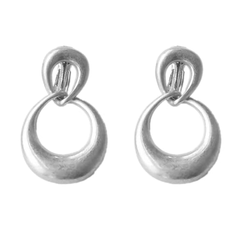 0199 イヤリング ヴィンテージ風ダブルリングイヤリング ゆれる 合金 マット マット調 こなれ アクセサリー アクセ レディース 大人 女性 ギフト プレゼント ノンホール 20代 30代 40代 イヤリング トレンド おしゃれ ブランド 0199 (