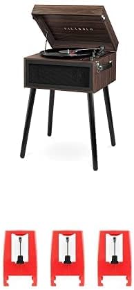 Victrola VTA-75-ESP Liberty - Plato giratorio 5 en 1 con radio FM inalámbrica Bluetooth, grabadora USB de madera (espresso) y Victrola 3 agujas de