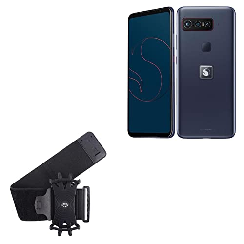 BoxWave Holster Compatible with ASUS Smartphone for Snapdragon Insiders - ActiveStretch Sport Armband, Adjustable Armband for Workout and Running - Jet Black