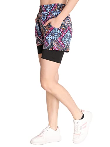 Image of CHKOKKO Gym Shorts for Women Workout Sports Running Quick Dry Fit Double Layer Inner Compression with Pockets Breathable Lightweight Wear